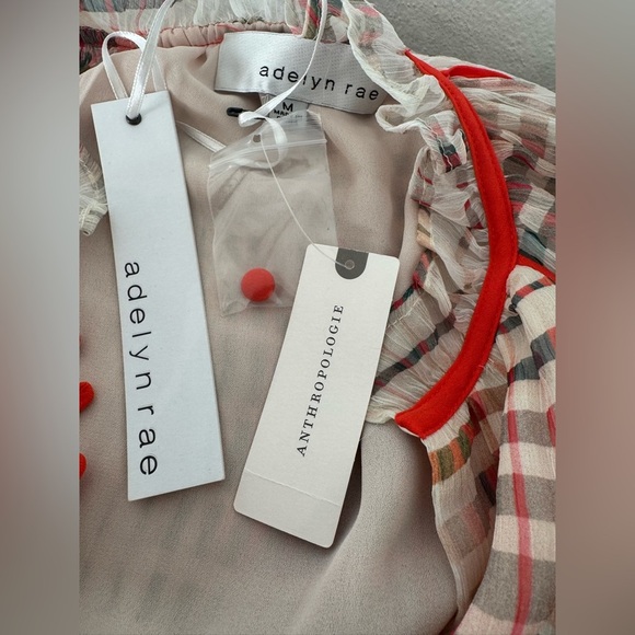 Anthropologie Adelyn Rae Grid Graphic Romper Sheer Sleeves NWT Size Medium - Picture 11 of 12